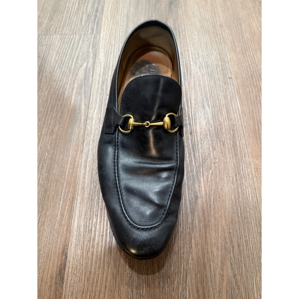 Gucci Mens Black Leather Horsebit Loafers Gold Hardware amputee right shoe 10 - Picture 2 of 9